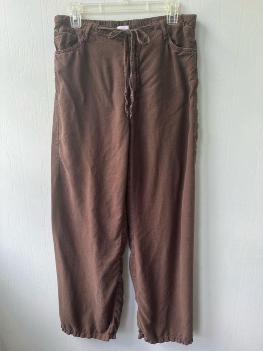Zara Wide-Leg Drawstring Pants in Brown
